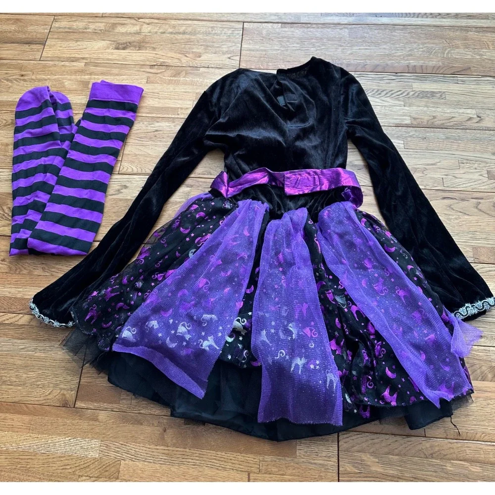 Kids Witch Costume Dress with Socks‎ Halloween Party Medium Spirit - Picture 9 of 9